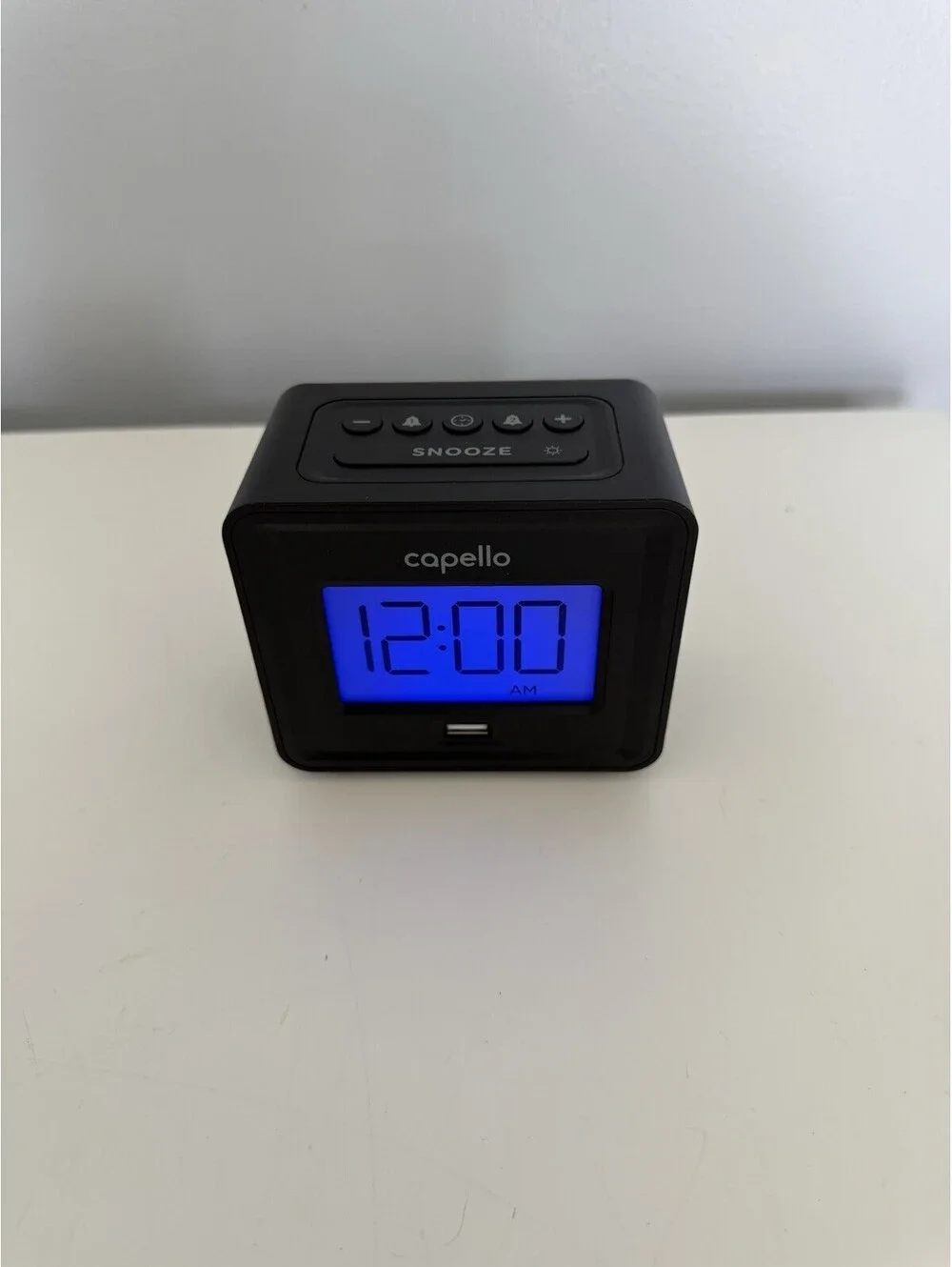 Capello Digital Alarm Clock CA-10 Toc Black W/USB Charging Port Dual Alarms EUC